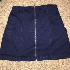 Navy Zip-up Jean Skirt